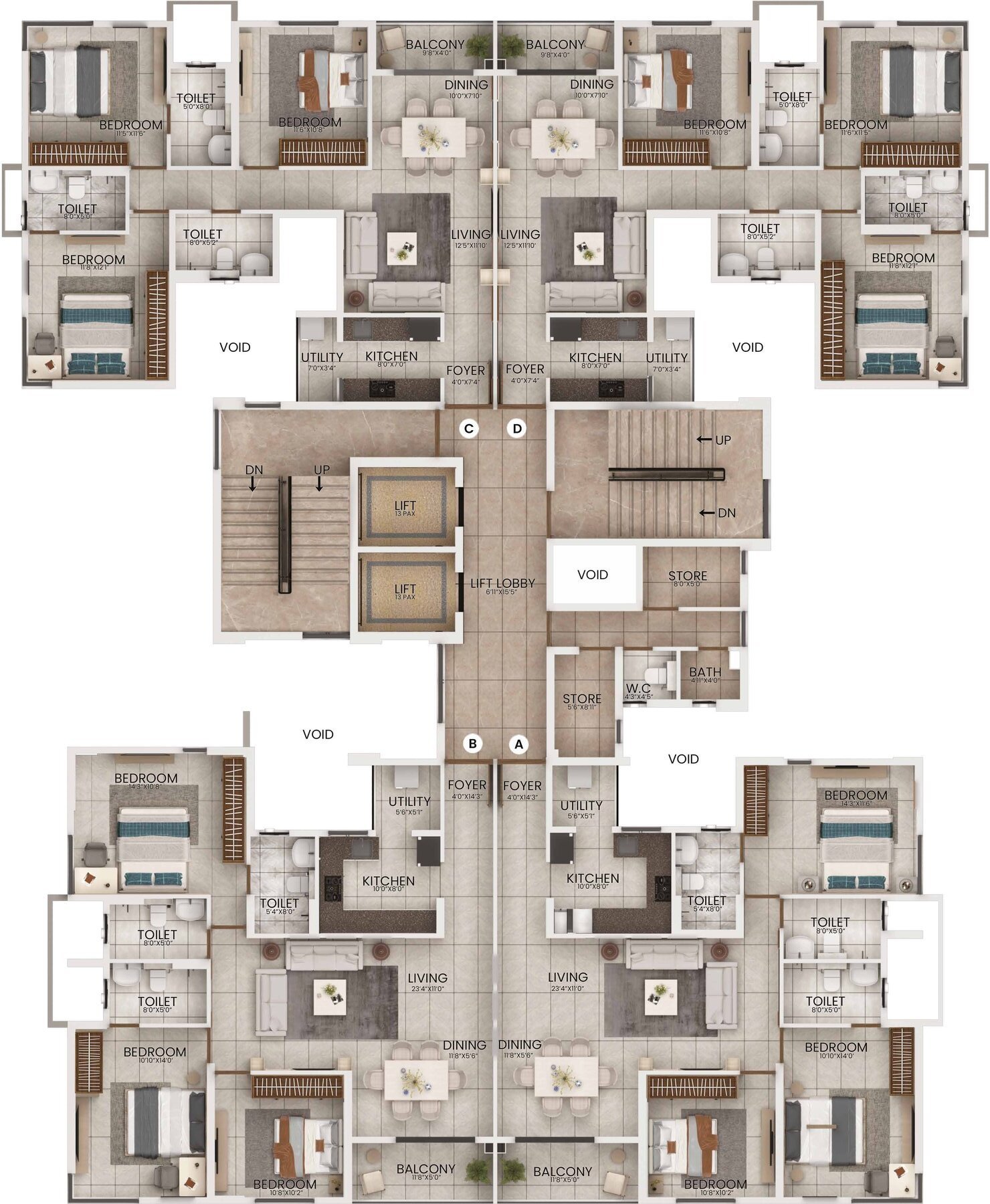Tower 10 typical floor plan ground to 12th floor