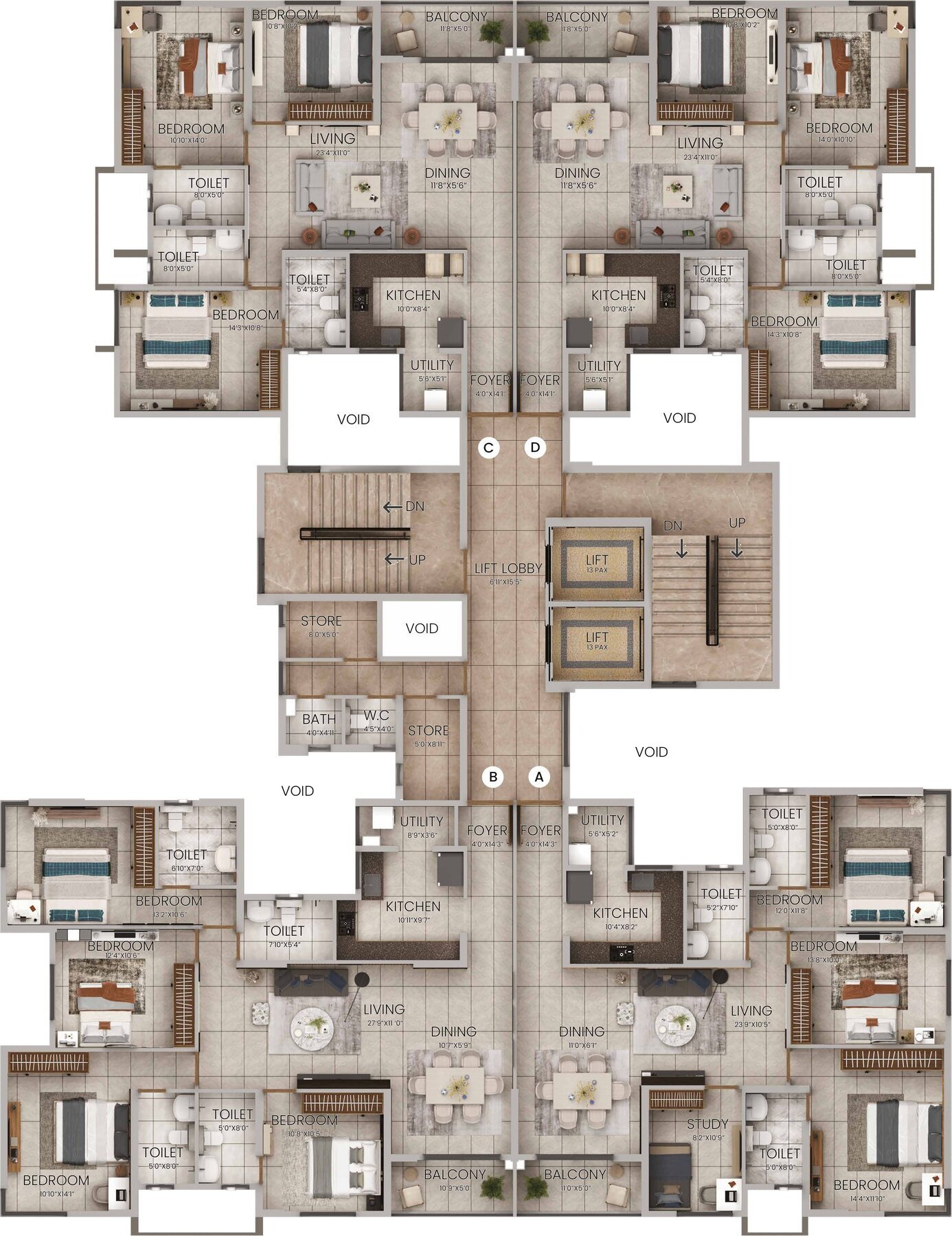 Tower 11 typical floor plan floors 1 to 10