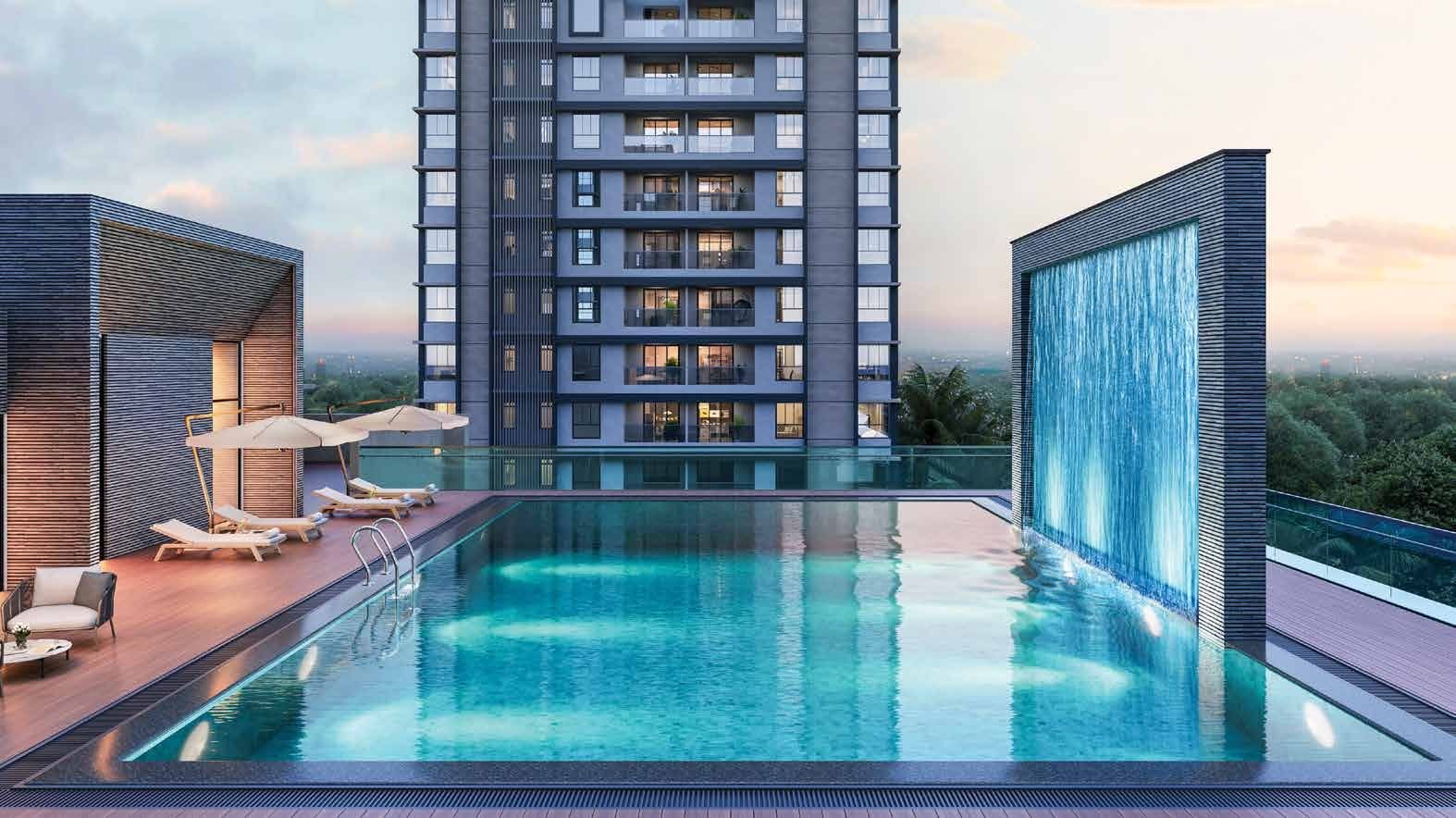 Artist's impression of the rooftop swimming pool at Club Inspire